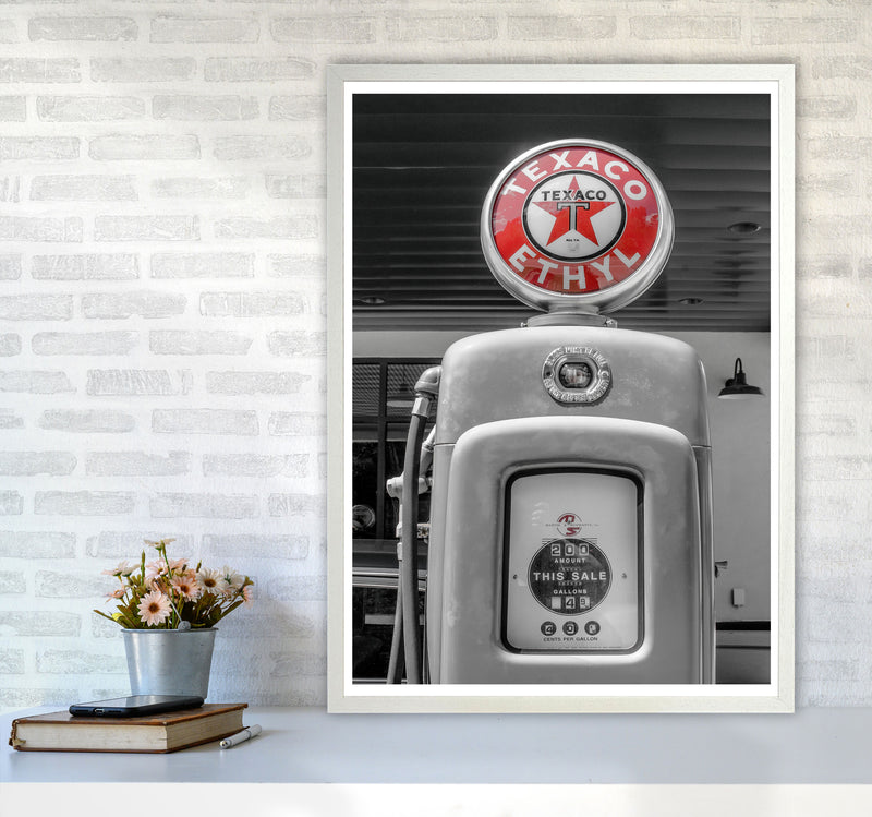 Texaco Gas Pump Modern Print A1 Oak Frame