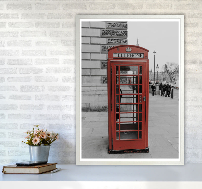 London Red Phonebox Modern Print A1 Oak Frame