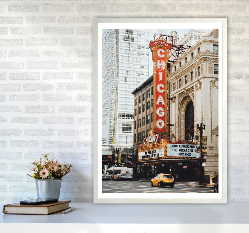 Retro Chicago Theatre Modern Print A1 Oak Frame