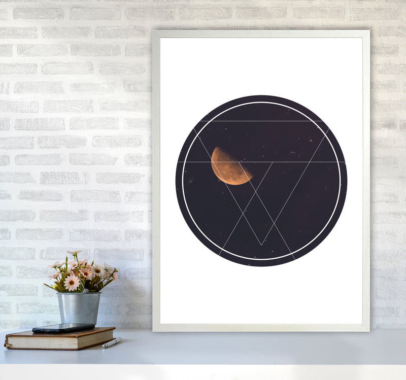 Black Moon Circle Modern Print A1 Oak Frame