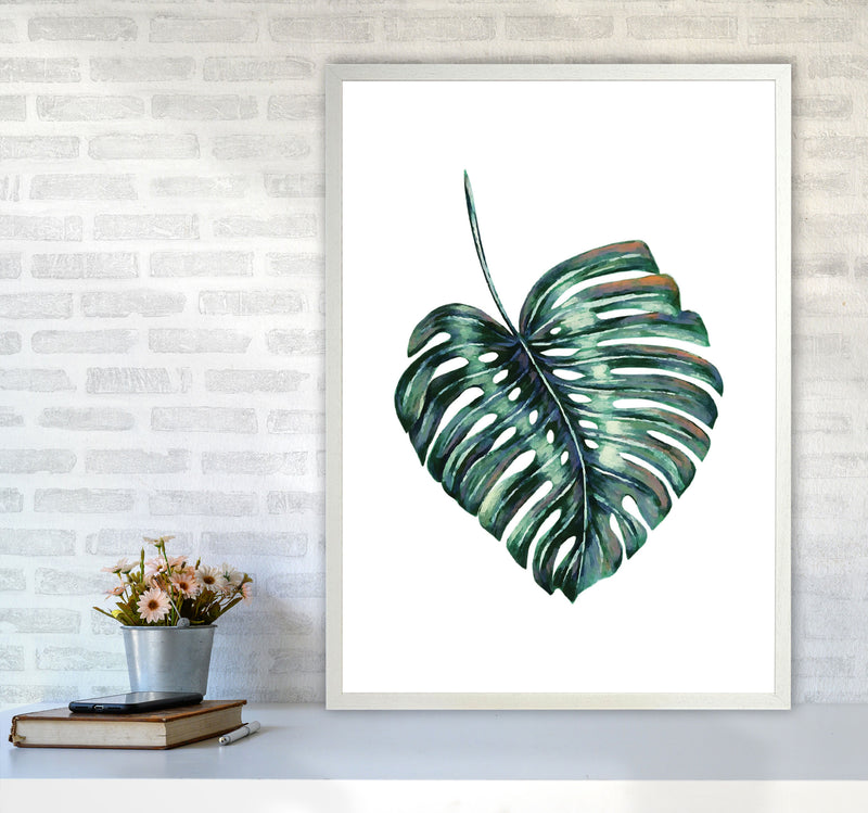 Monstera Leaf Full Modern Print, Framed Botanical & Nature Art Print A1 Oak Frame
