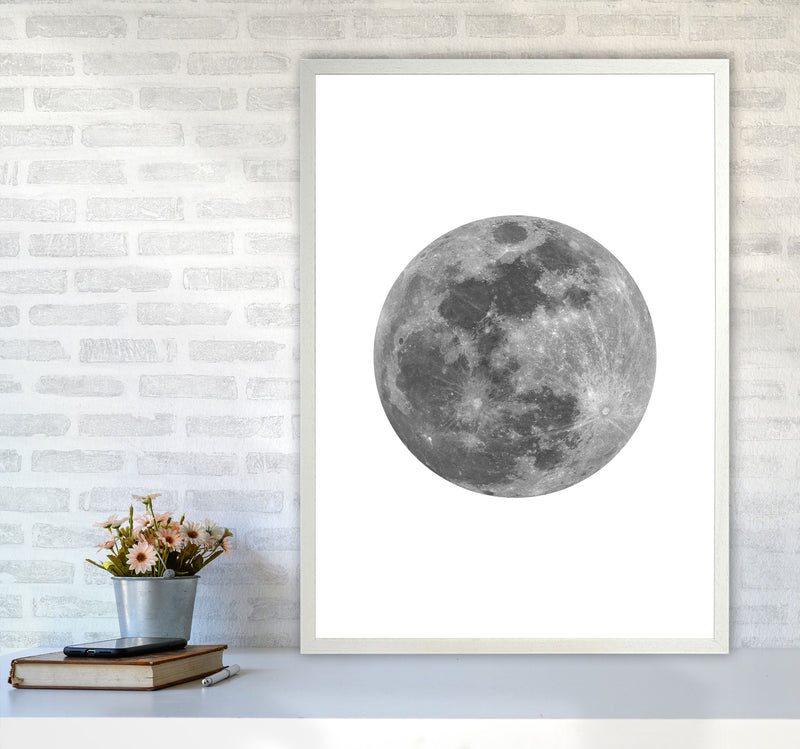 Grey Moon Modern Print A1 Oak Frame