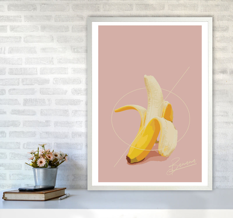 Banana Modern Print, Framed Kitchen Wall Art A1 Oak Frame