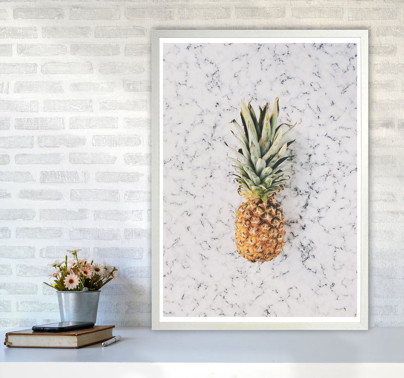 Marble Pineapple Modern Print, Framed Kitchen Wall Art A1 Oak Frame