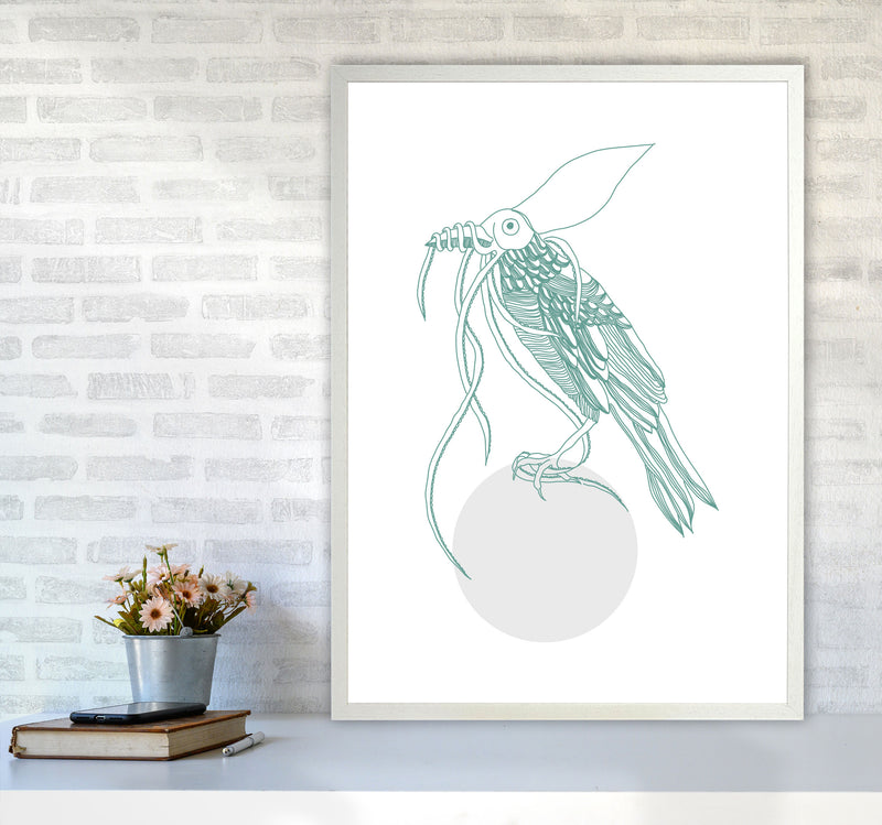 Marine Animals Bird Modern Print Animal Art Print A1 Oak Frame