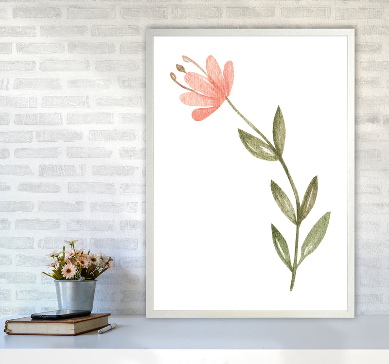 Pink Watercolour Flower 2 Modern Print A1 Oak Frame
