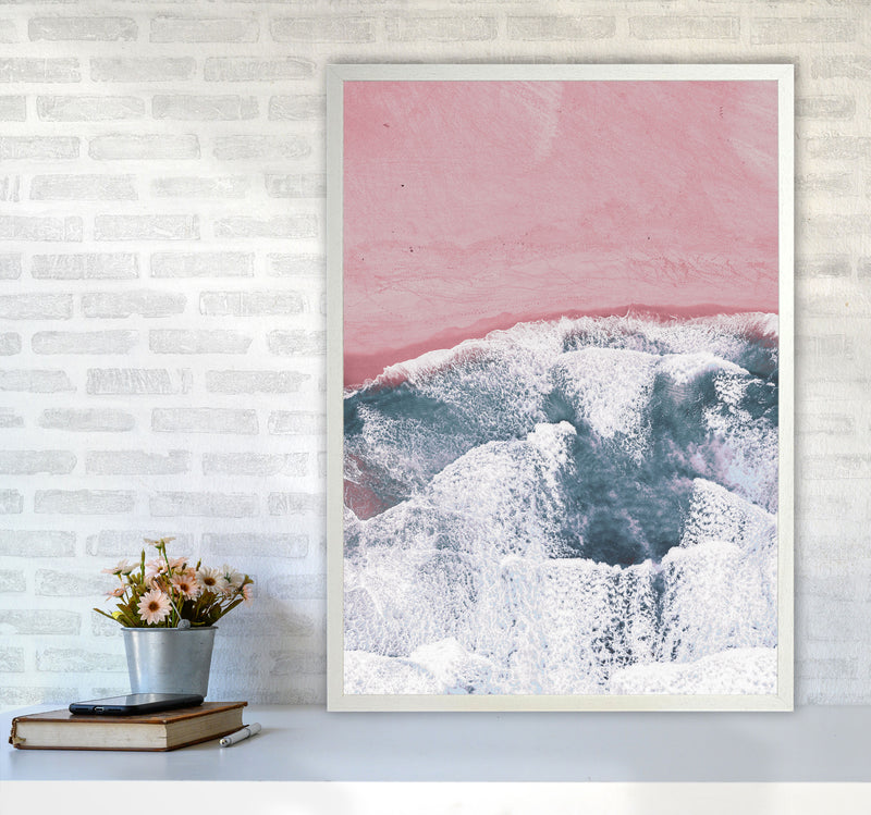 Pink Sand Modern Print, Framed Botanical & Nature Art Print A1 Oak Frame
