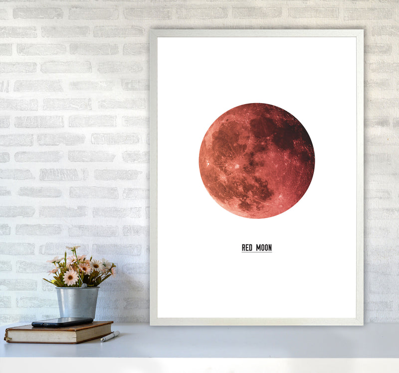 Red Moon Modern Print A1 Oak Frame