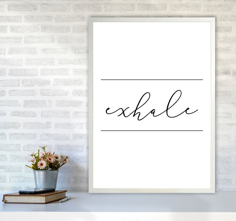 Exhale Framed Typography Wall Art Print A1 Oak Frame