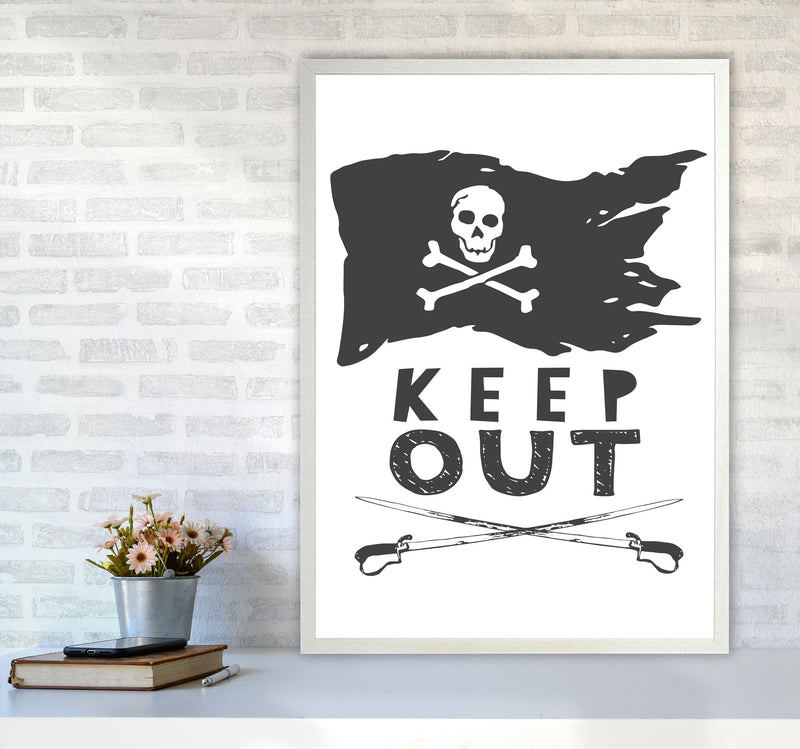 Pirate Keep Out Framed Nursey Wall Art Print A1 Oak Frame