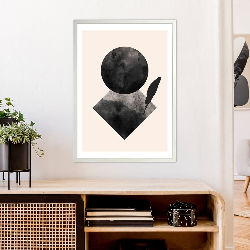 Nude And Black Watercolour 2 Art Print by Pixy Paper A1 Oak Frame