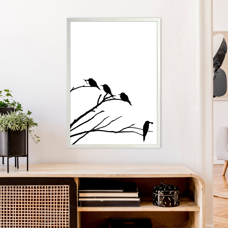 Corner Branch With Birds Art Print by Pixy Paper A1 Oak Frame