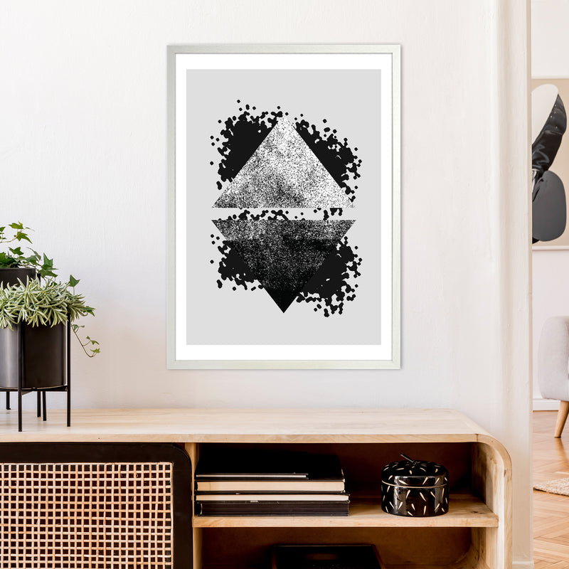 Graffiti Black And Grey Reflective Triangles  Art Print by Pixy Paper A1 Oak Frame