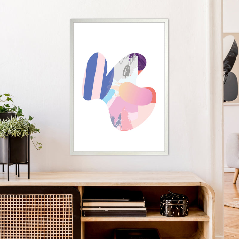 Pink Butterfly Abstract Shape  Art Print by Pixy Paper A1 Oak Frame