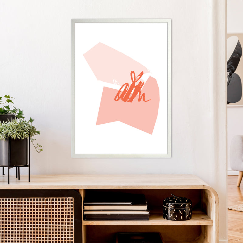 Pink And Coral Palette Shapes  Art Print by Pixy Paper A1 Oak Frame