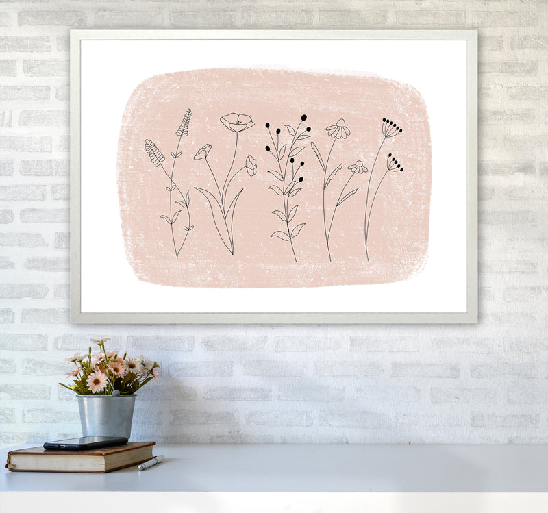 Dalia Chalk Landscape Floral  Art Print by Pixy Paper A1 Oak Frame