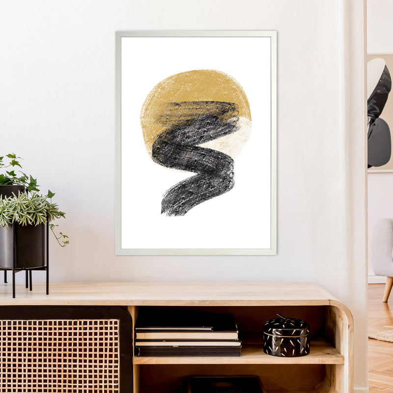Dalia Chalk Gold Moon Zig  Art Print by Pixy Paper A1 Oak Frame