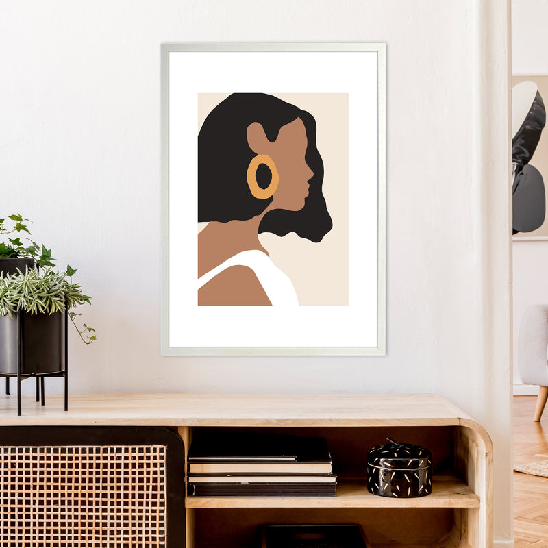 Mica Girl With Earring N6  Art Print by Pixy Paper A1 Oak Frame
