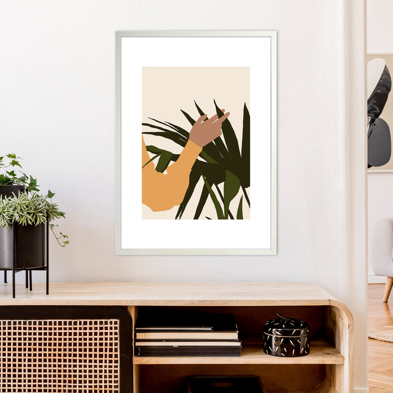 Mica Hand On Plant - N5  Art Print by Pixy Paper A1 Oak Frame