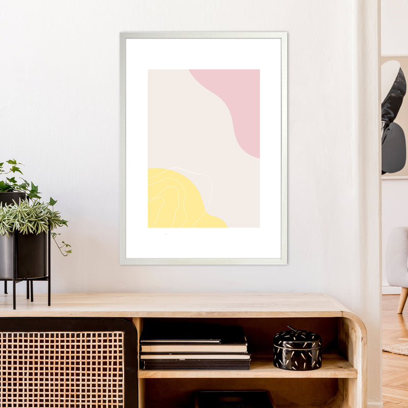 Mila Pink Abstract N18  Art Print by Pixy Paper A1 Oak Frame