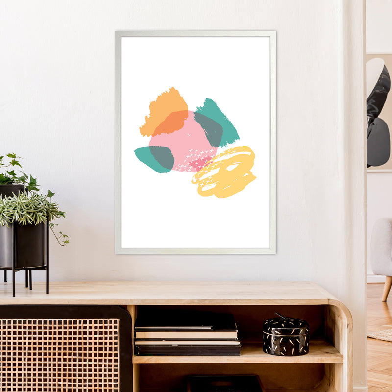 Mismatch Pink And Teal  Art Print by Pixy Paper A1 Oak Frame