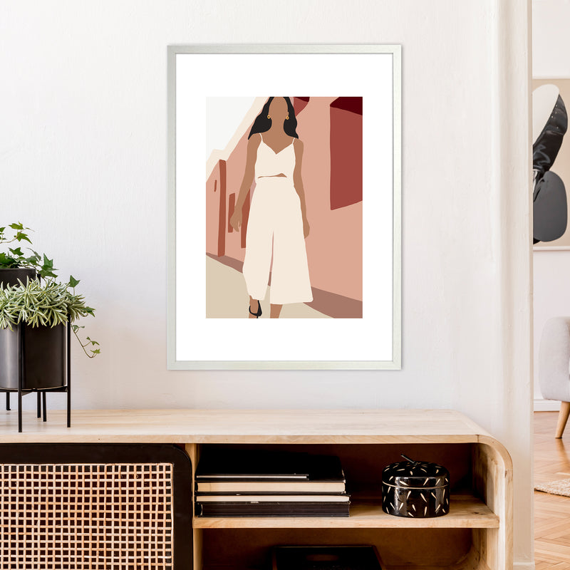 Mica Girl In Street N7  Art Print by Pixy Paper A1 Oak Frame