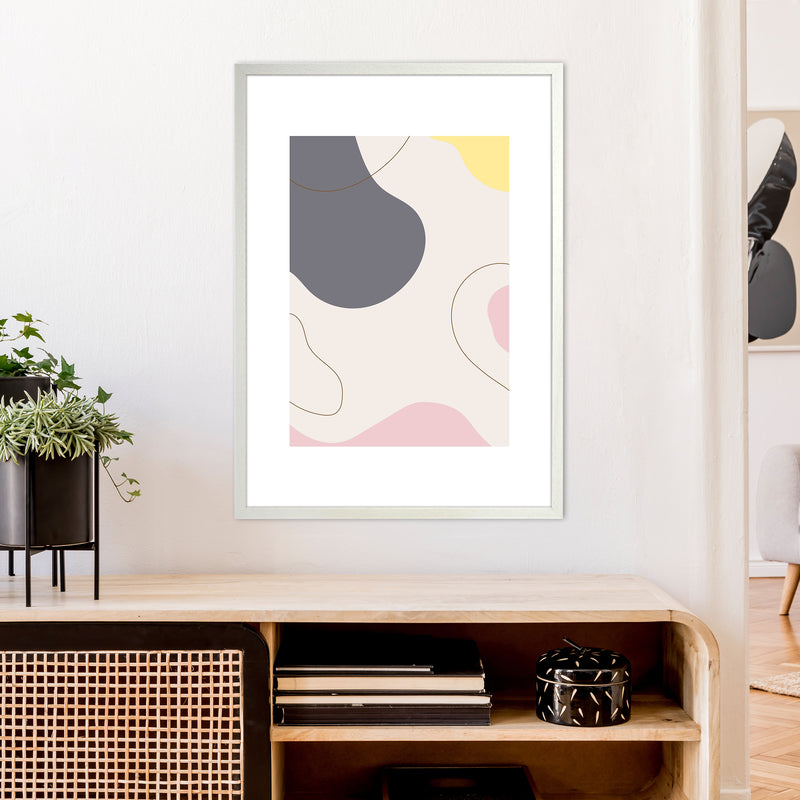 Mila Pink Abstract N17  Art Print by Pixy Paper A1 Oak Frame