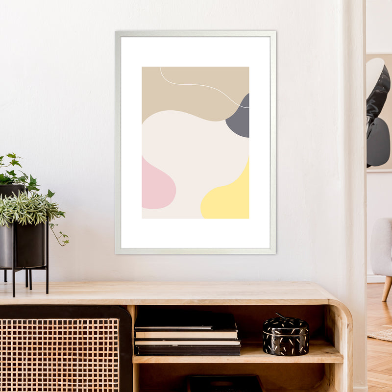 Mila Pink Abstract N24  Art Print by Pixy Paper A1 Oak Frame