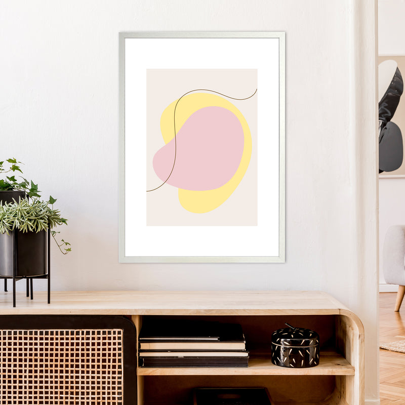 Mila Pink Abstract N22  Art Print by Pixy Paper A1 Oak Frame