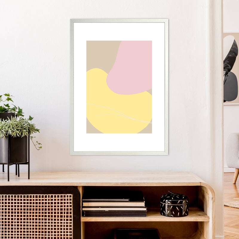 Mila Pink Abstract N20  Art Print by Pixy Paper A1 Oak Frame