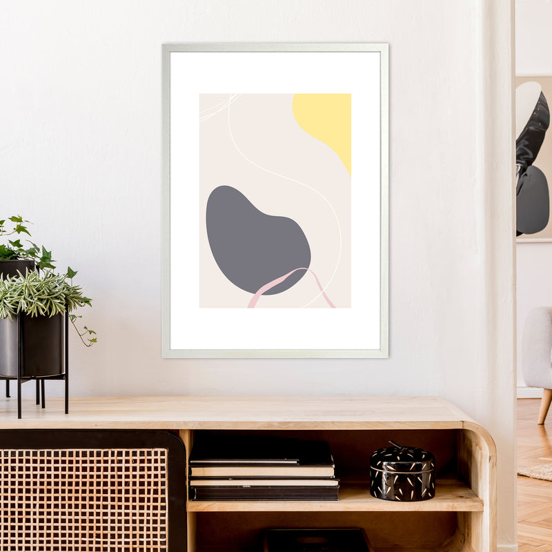 Mila Pink Abstract N19  Art Print by Pixy Paper A1 Oak Frame