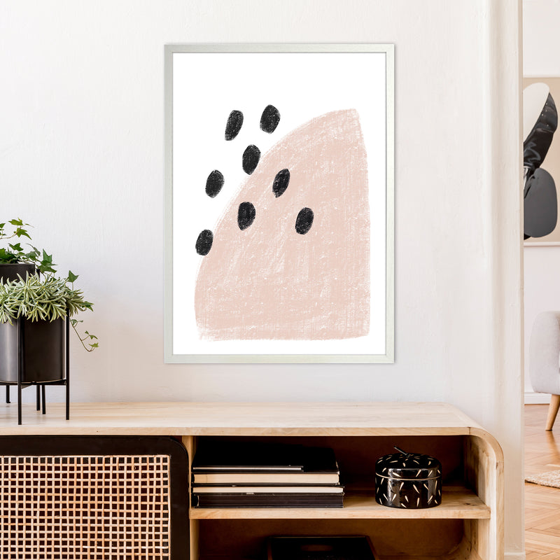 Dalia Chalk Pink Polka  Art Print by Pixy Paper A1 Oak Frame