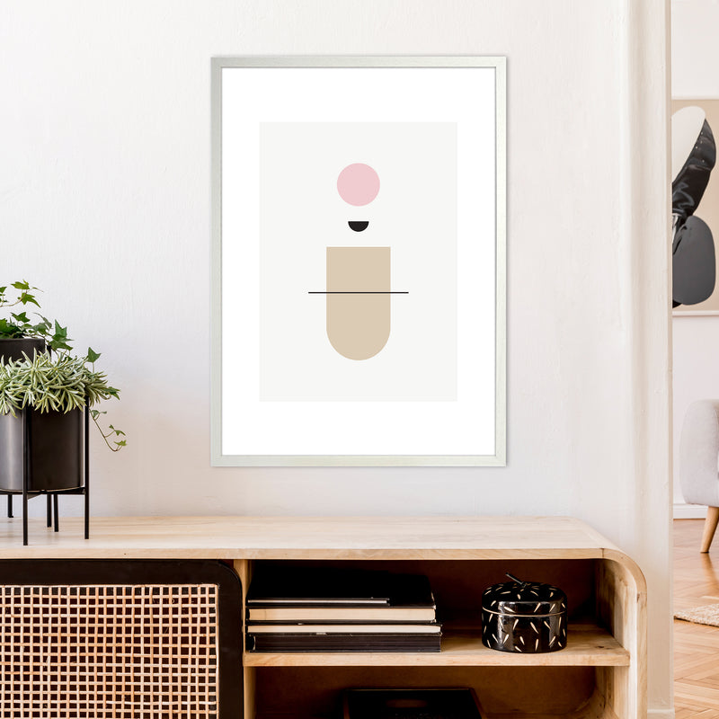 Mila Abstract Pink N1  Art Print by Pixy Paper A1 Oak Frame