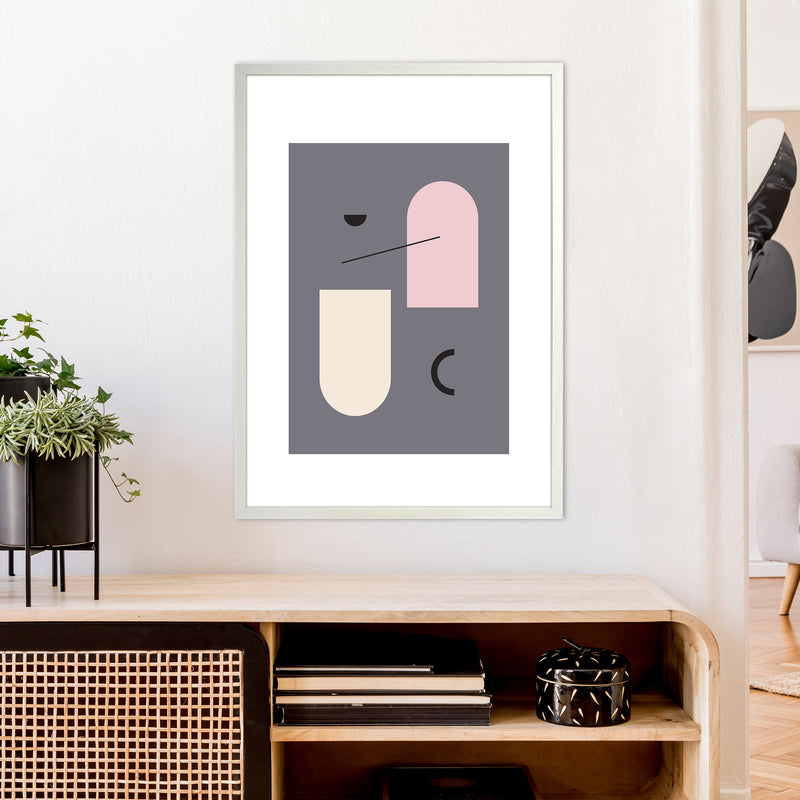 Mila Abstract Pink N5  Art Print by Pixy Paper A1 Oak Frame