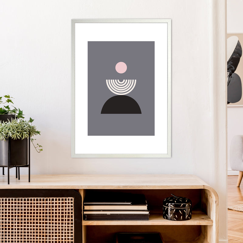 Mila Pink Fountain N9  Art Print by Pixy Paper A1 Oak Frame