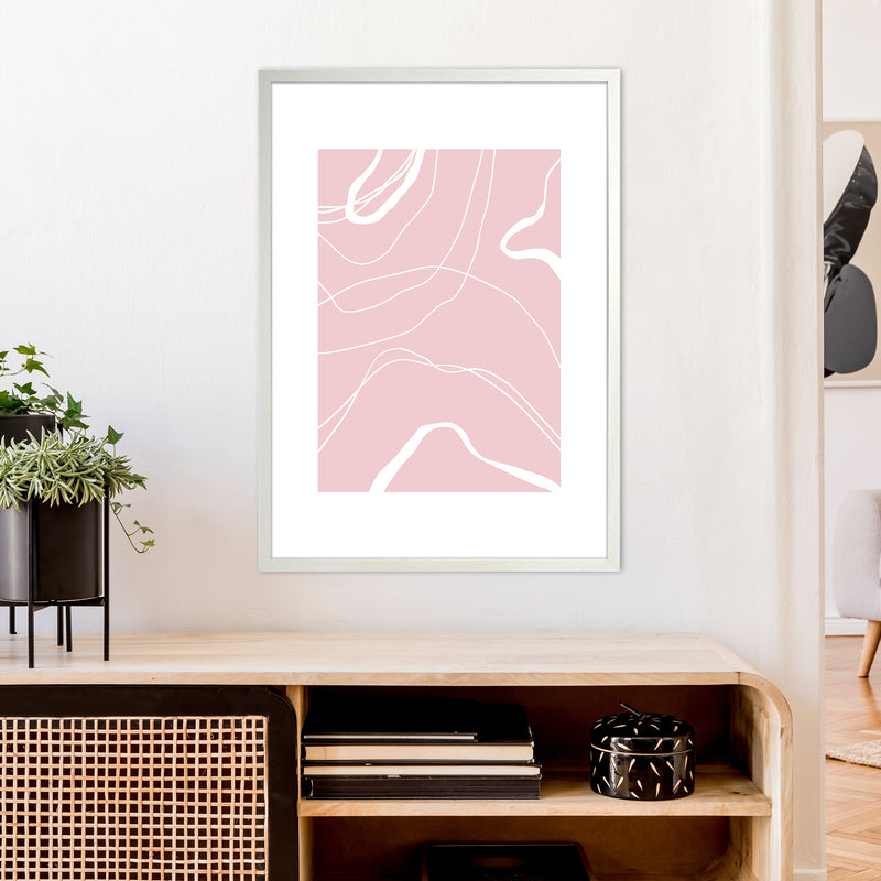 Mila Pink Swirls N14  Art Print by Pixy Paper A1 Oak Frame