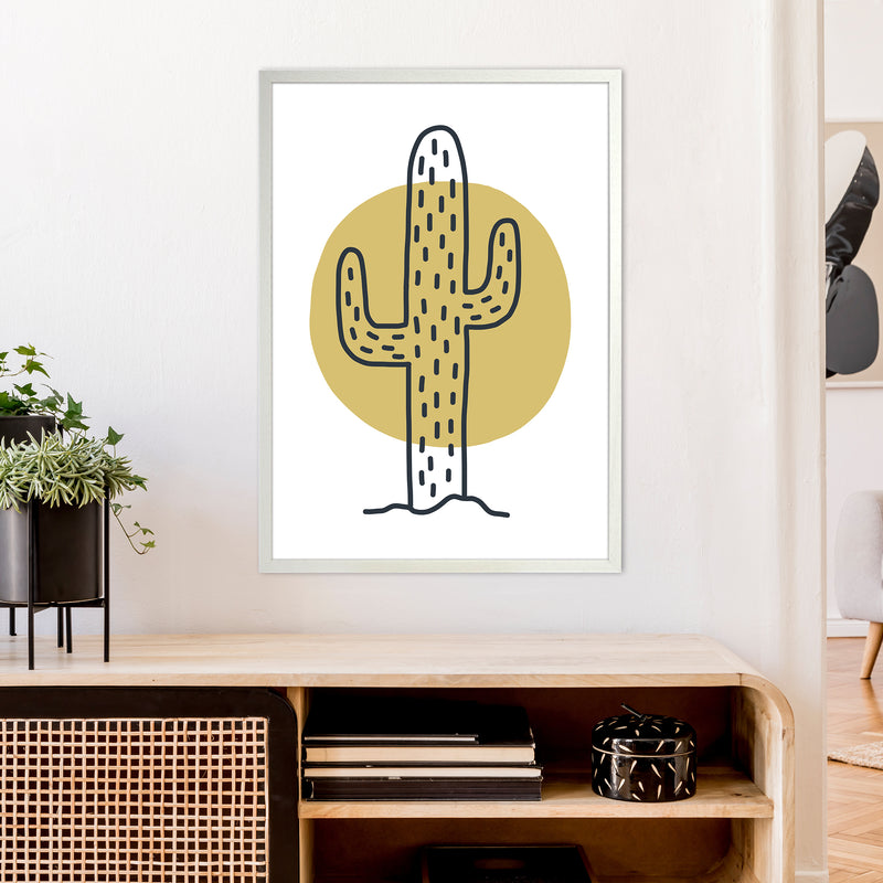 Cactus Moon  Art Print by Pixy Paper A1 Oak Frame