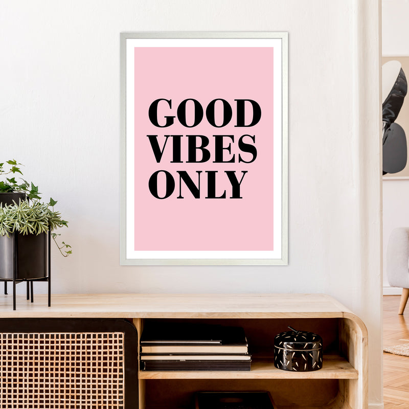 Good Vibes Only Neon Funk  Art Print by Pixy Paper A1 Oak Frame