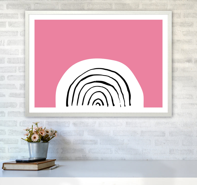 Pink Rainbow Neon Funk  Art Print by Pixy Paper A1 Oak Frame