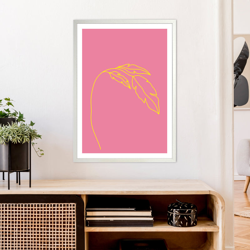 Plant Pink Neon Funk  Art Print by Pixy Paper A1 Oak Frame