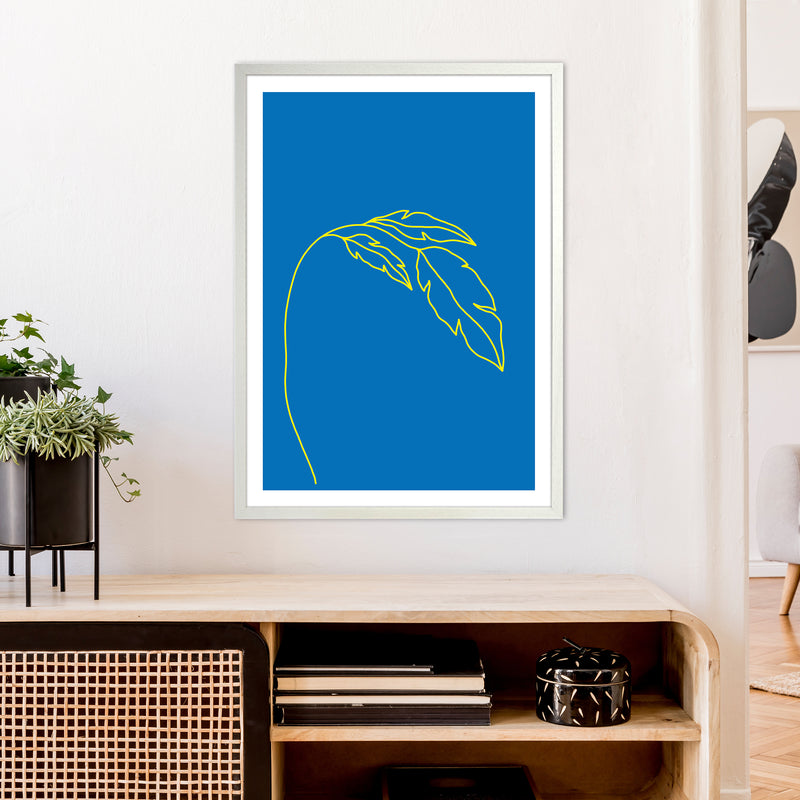 Plant Blue Neon Funk  Art Print by Pixy Paper A1 Oak Frame