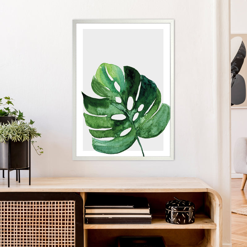 Leaf With Grey Back Exotic  Art Print by Pixy Paper A1 Oak Frame