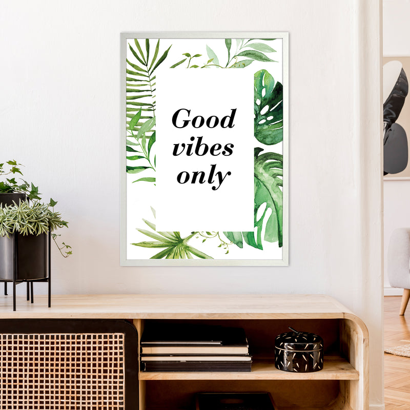 Good Vibes Only Exotic  Art Print by Pixy Paper A1 Oak Frame