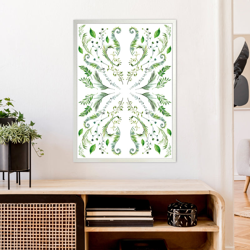 Mirrored Plants Exotic  Art Print by Pixy Paper A1 Oak Frame