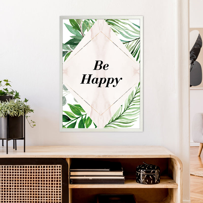 Be Happy Exotic  Art Print by Pixy Paper A1 Oak Frame