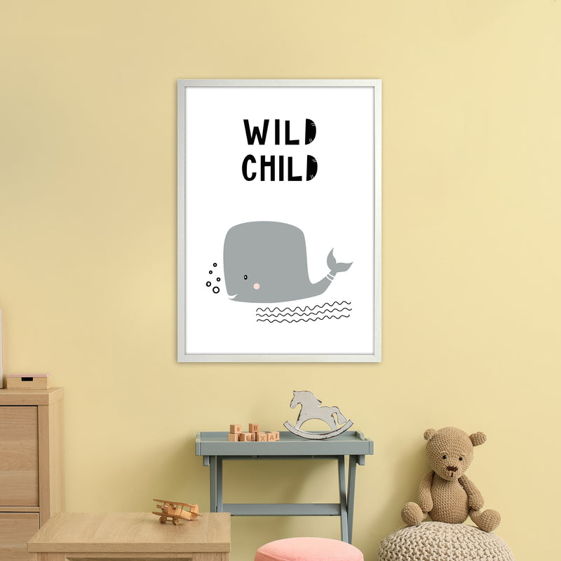 Wild Child Whale Animal  Art Print by Pixy Paper A1 Oak Frame