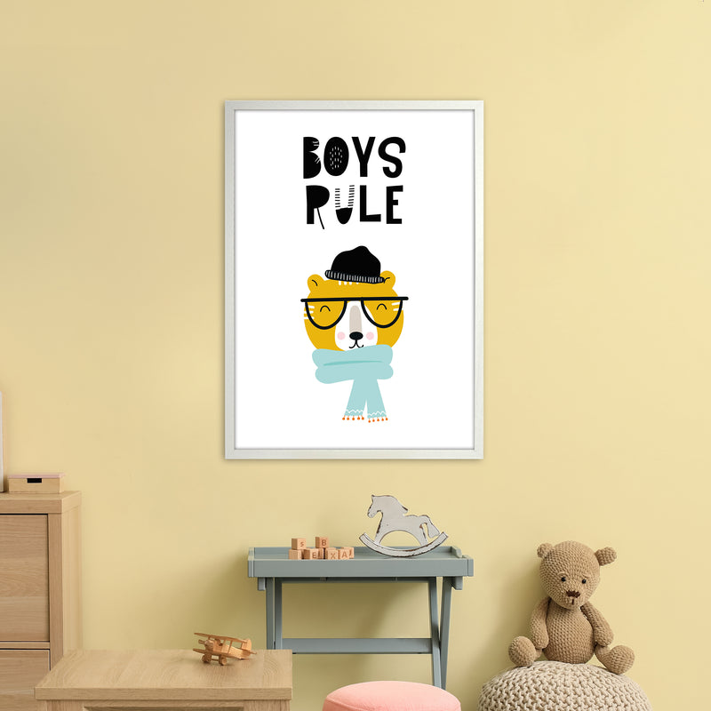 Boys Rule Animal  Art Print by Pixy Paper A1 Oak Frame