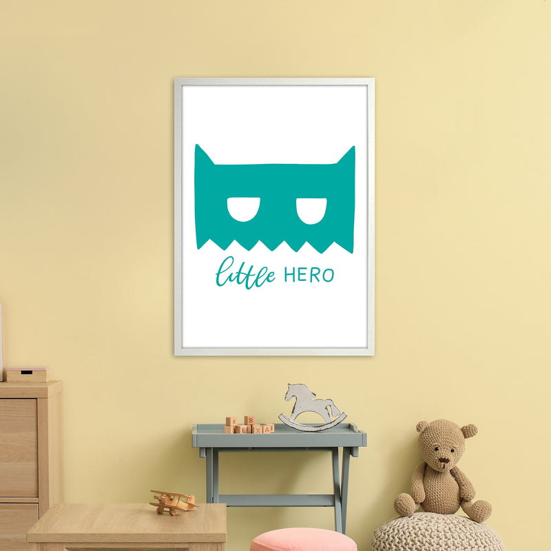 Little Hero Mask Teal Super Scandi  Art Print by Pixy Paper A1 Oak Frame