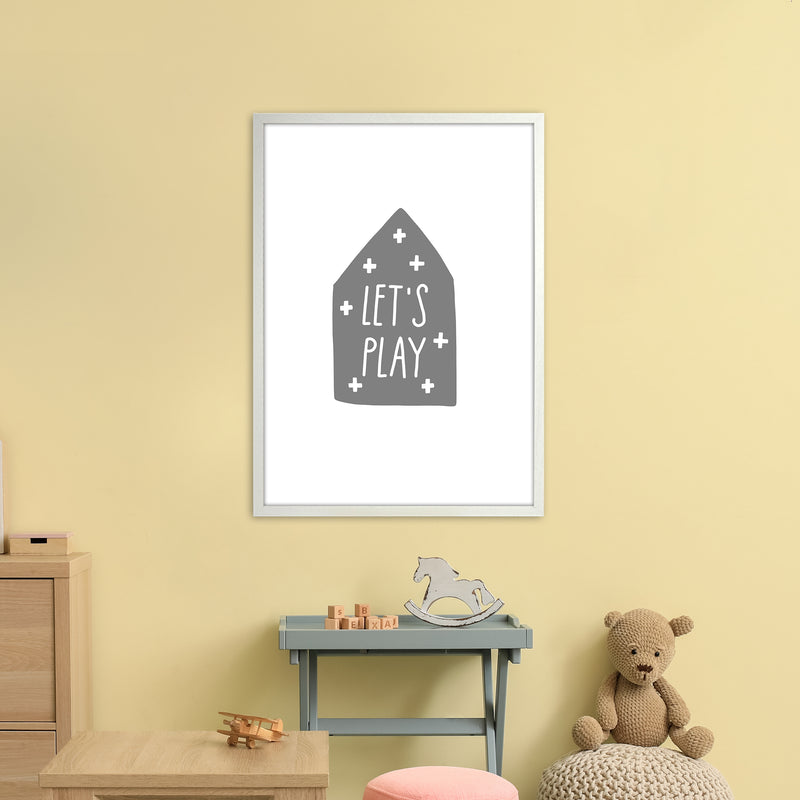 Let'S Play House Grey Super Scandi  Art Print by Pixy Paper A1 Oak Frame