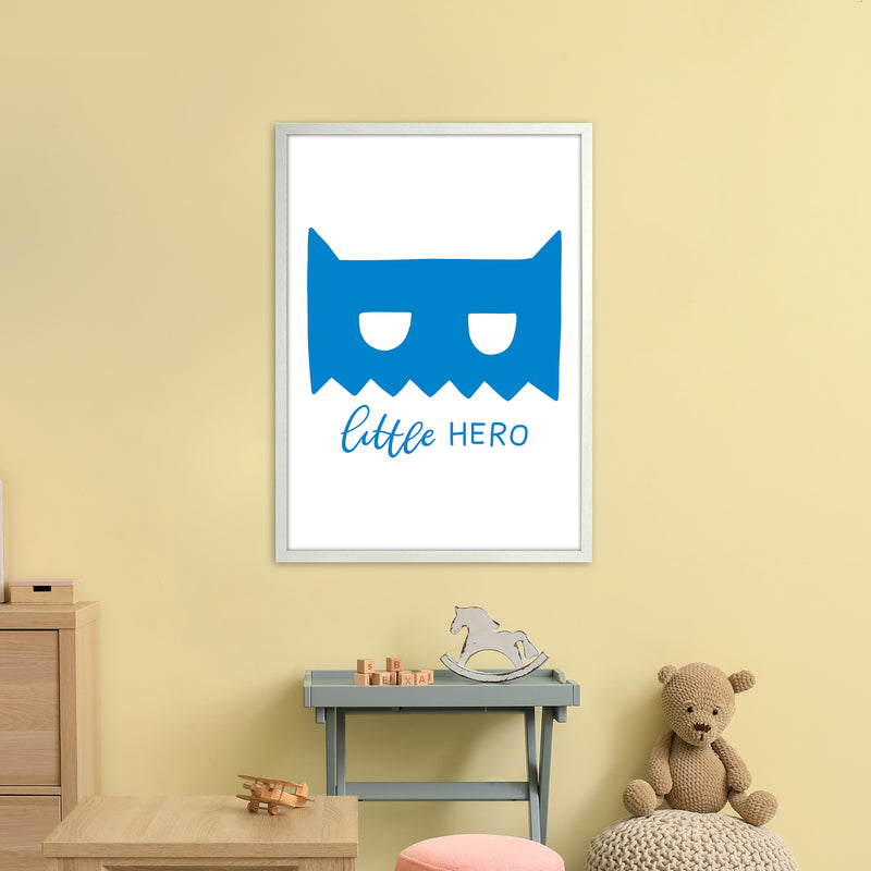 Little Hero Mask Blue Super Scandi  Art Print by Pixy Paper A1 Oak Frame